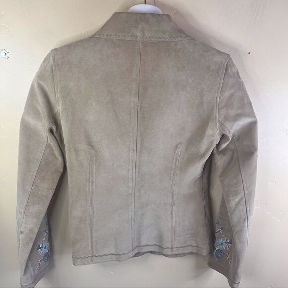 J.Jill Womens Leather/Suede Doe/Tan Embroidered Floral Arms Jacket Size XXS - Picture 5 of 6